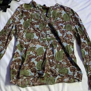 Patterned Long Sleeve Button Blouse